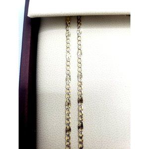 14k solid gold pave figaro chain with stars 5mm 20"